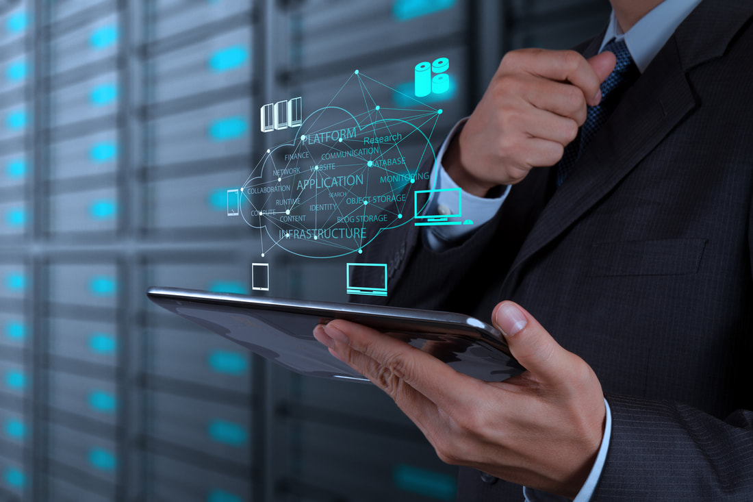 Engineer working with a connected data and infrastructure interface on a tablet